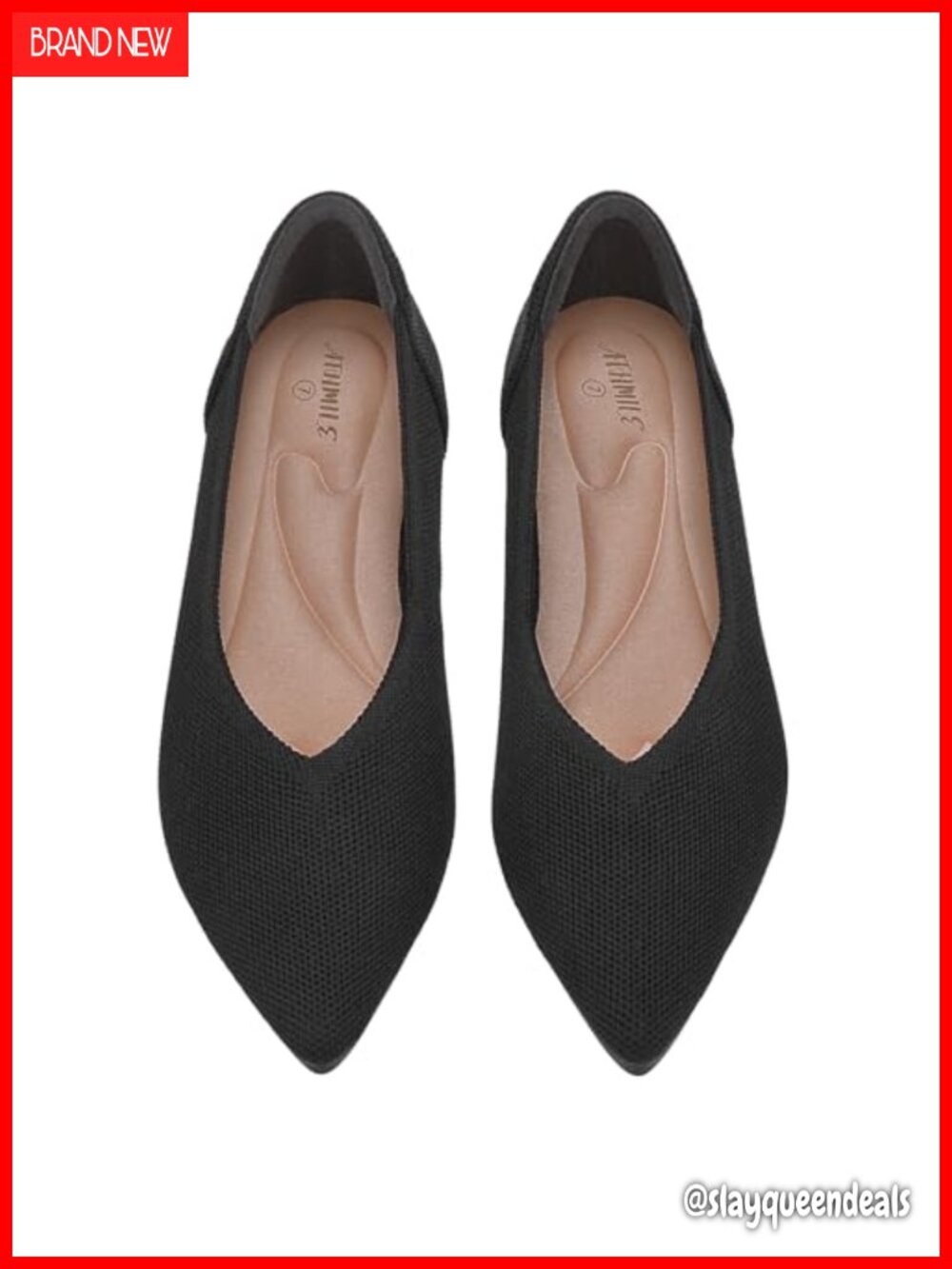 Pointed Toe Knit Ballet Flats Comfortable Memory Foam Women's Shoes